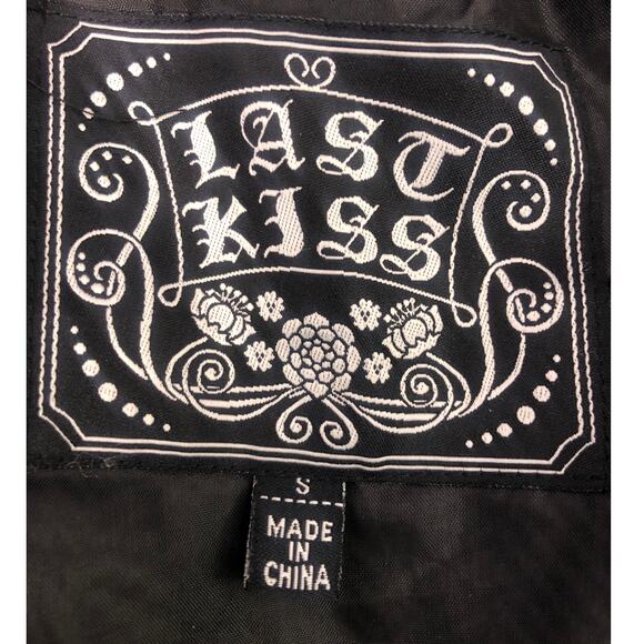 Last Kiss Wool Blend Chevron Tweed Collared Belted Button Short Pea Coat S - Picture 8 of 12